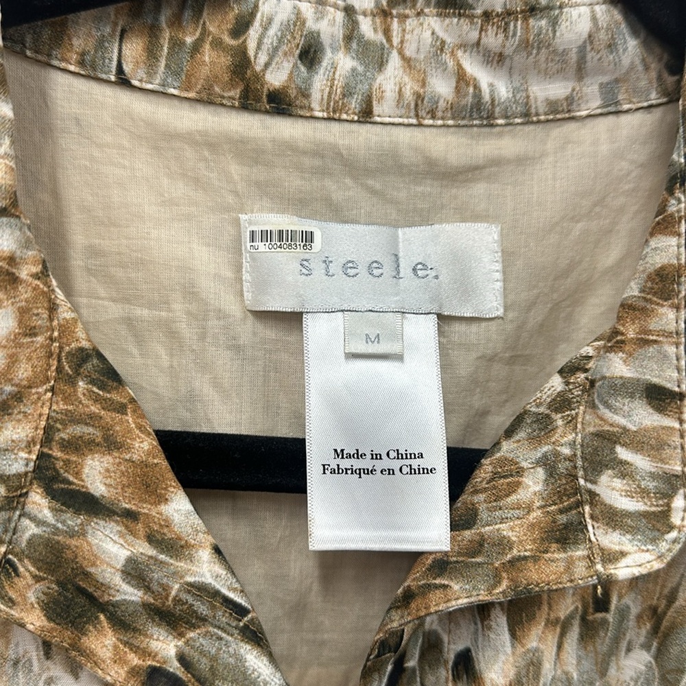 Steele brown cotton shirt dress ruffle M - Picture 2 of 7